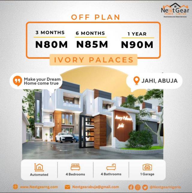 4 Bedroom Semi-detached Duplex At Ivory Palaces Jahi (Call 08135017389)