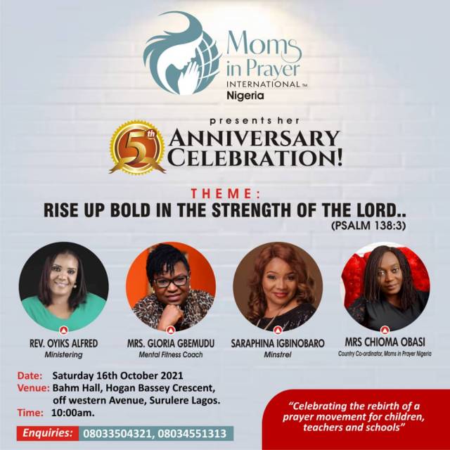 Join Moms In Prayer 5th Anniversary Celebration - More Details Below