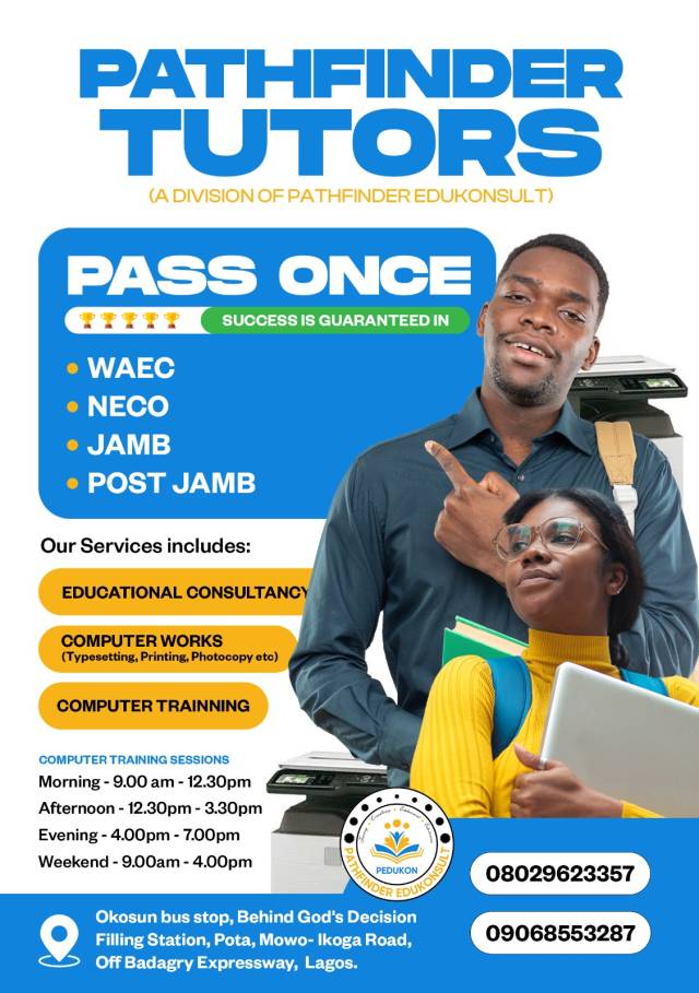 Tutoring Services Available At Pathfinder Tutors - Call 08029623357