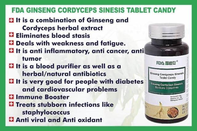 GINSENG CORDYCEPS SINESIS TABLET CANDY - Call  08090663711