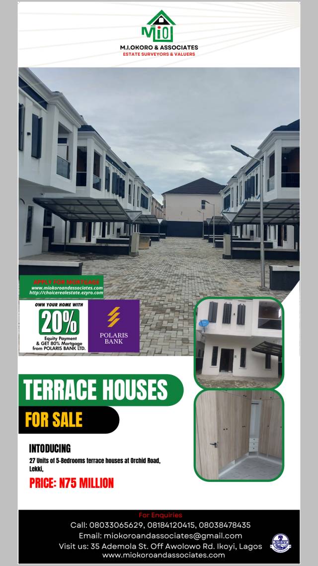 27 Units Of 5 Bedrooms Terrace Houses At Lekki - Call 08033065629