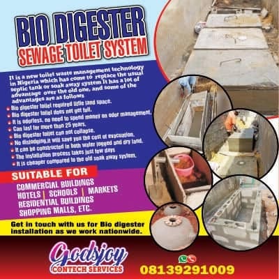 Contact Us For Bio Digester Installation - Call 08139291009