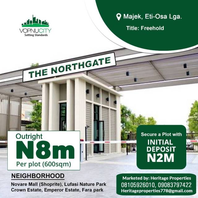 Plot Of Land At The Northgate Majek Eti Osa - Call 09083797422