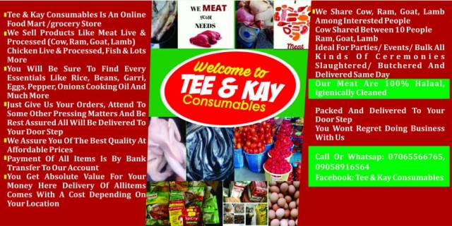 Fresh Food Items At Tee And  Kay Consumables - Call 07065566765