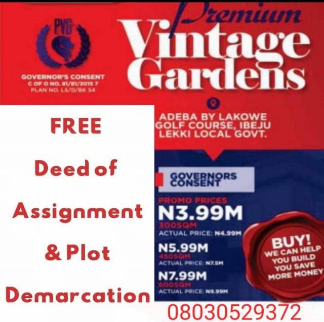 Lands For Sale At Premium Vintage Gardens - Call 08030529372.