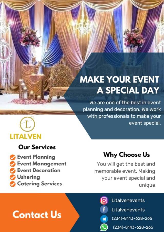 We Handle All Kinds Of Events Planning At Litalven -  Call 08143628265