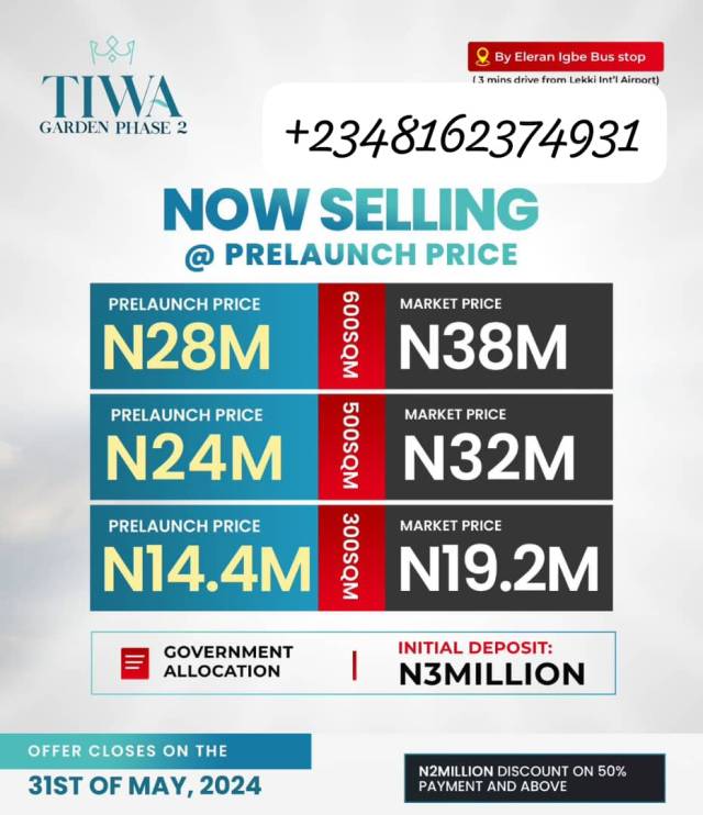 Land For Sale At Tiwa Garden Phase 2 - Call 08162374931