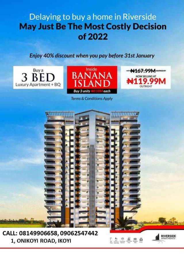 3 Bdr Luxury Apt Inside Banana Island - 40percent Discount TILL 31st January