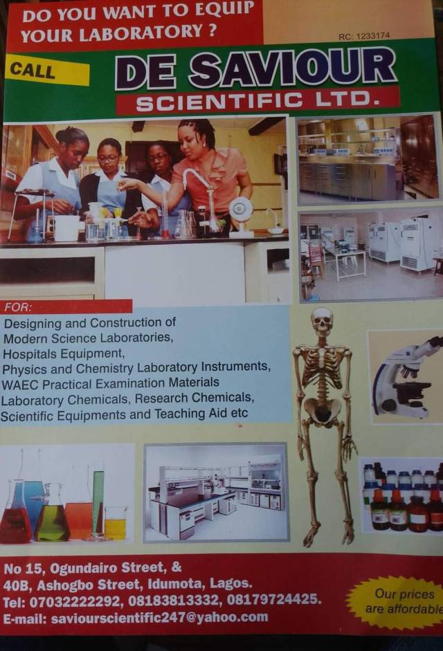 Contact Us Today If You Want To Equip Your Laboratory - Call 08183813332