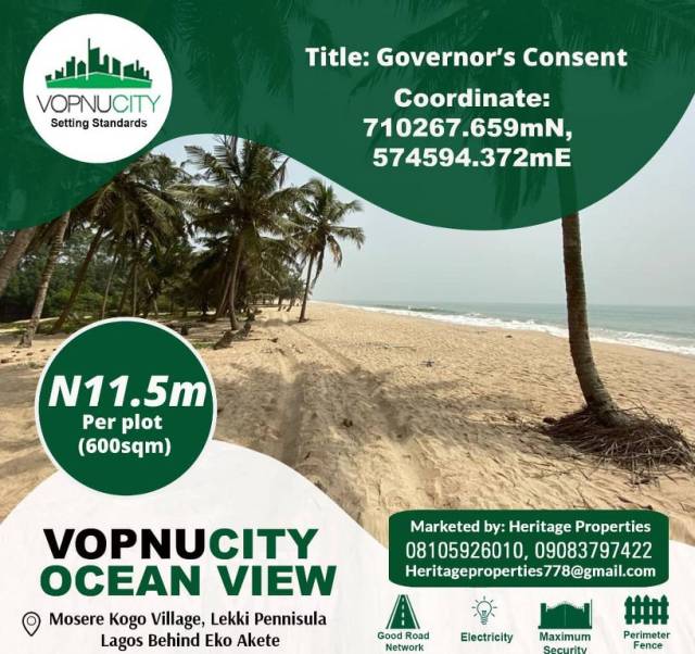 Land At VopnuCity Ocean View Lekki Pennisula - Call 09083797422