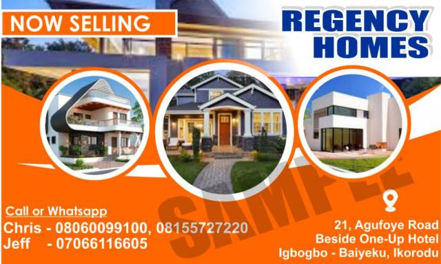 Lands For Sales At Regency Homes - Call 08060099100