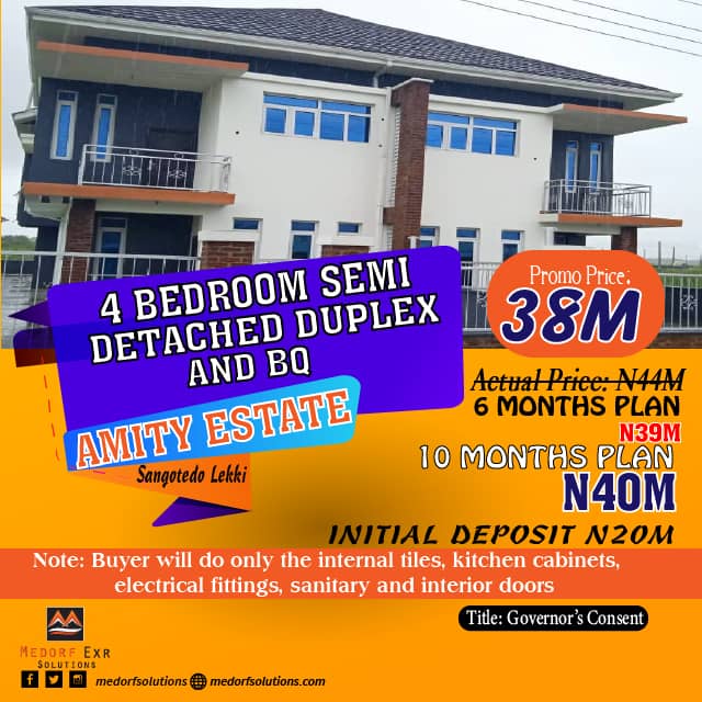 4 BDR SEMI DETACHED DUPLEX AT LEKKI - Call 08026680738