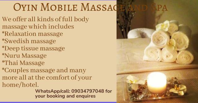 We Offer All Kinds Of Full Body Massage - Call 09034797048