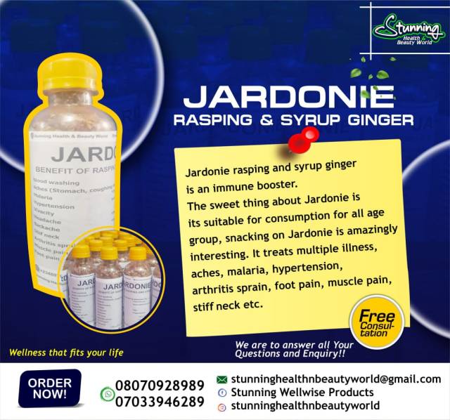 Jardonie Rasping And Syrup Ginger - Immune Booster (Call 08070928989)