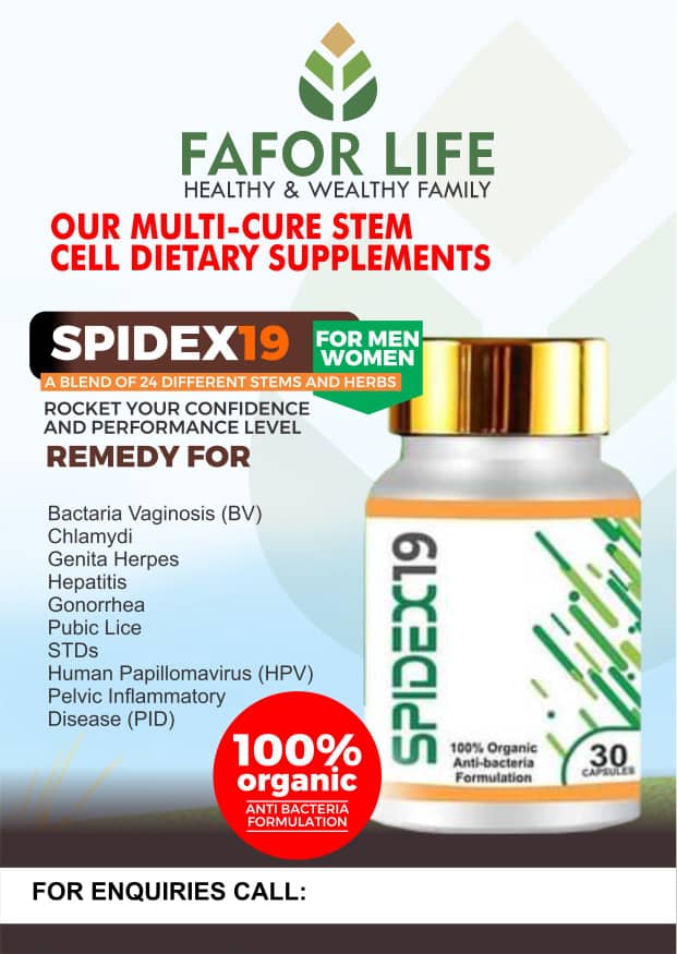 SPIDEX 19 Multi Cure Stem Cell Dietary Supplements - Call 09112824761