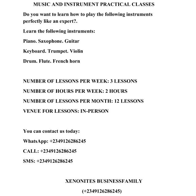 MUSIC INSTRUMENT PRACTICAL AND CLASSES