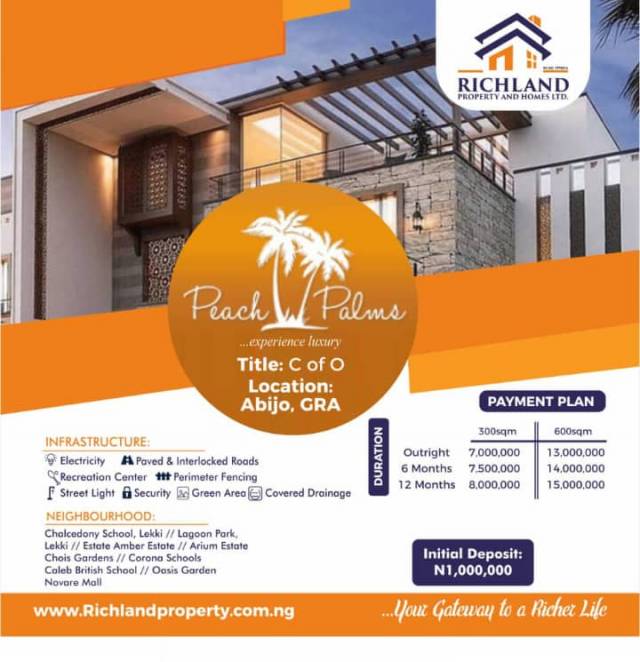 Land For Sale At Peach Palms Abijo GRA  - Call 08038799889